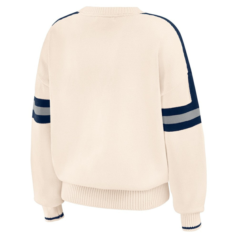 New York Yankees WEAR by Erin Andrews Women's Stripe Pullover Sweater Cream