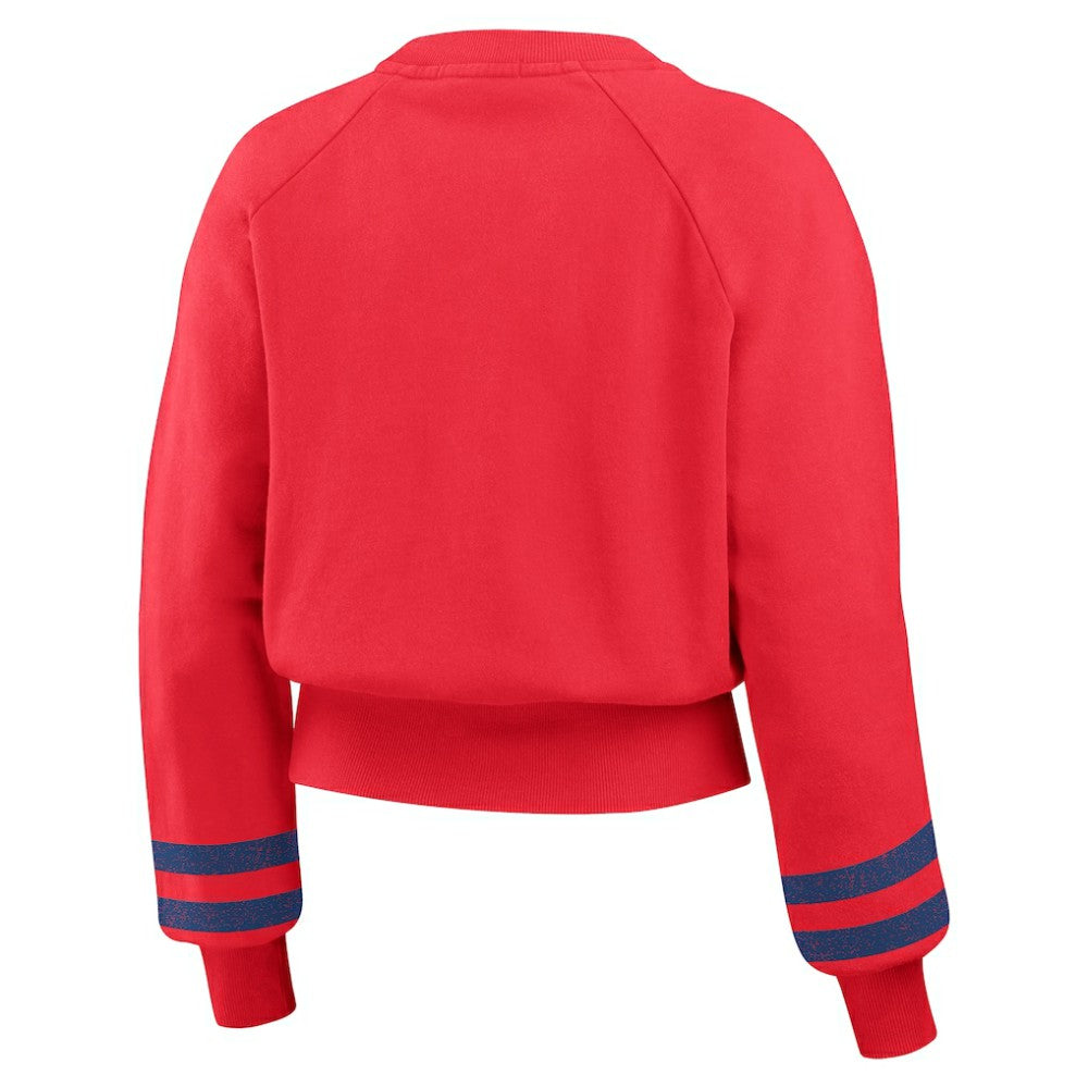 Philadelphia Phillies WEAR by Erin Andrews Women's Vintage Washed Cropped Pullover Sweatshirt Red