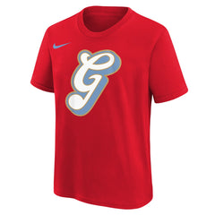 Memphis Grizzlies Youth 2025/26 City Edition Essential Logo T-Shirt - Red on sale