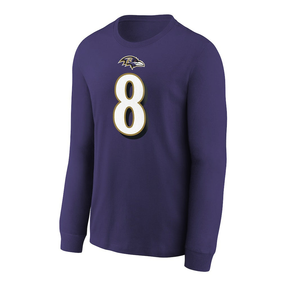 Lamar Jackson Baltimore Ravens Youth Player Name & Number Long Sleeve T-Shirt - Purple discount