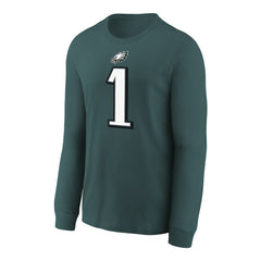 Jalen Hurts Philadelphia Eagles Youth Player Name & Number Long Sleeve T-Shirt - Midnight Green discount