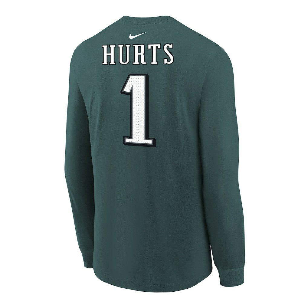 Jalen Hurts Philadelphia Eagles Youth Player Name & Number Long Sleeve T-Shirt - Midnight Green discount