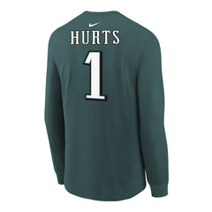 Jalen Hurts Philadelphia Eagles Youth Player Name & Number Long Sleeve T-Shirt - Midnight Green discount