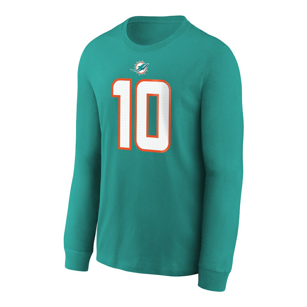 Tyreek Hill Miami Dolphins Youth Player Name & Number Long Sleeve T-Shirt - Aqua for sale