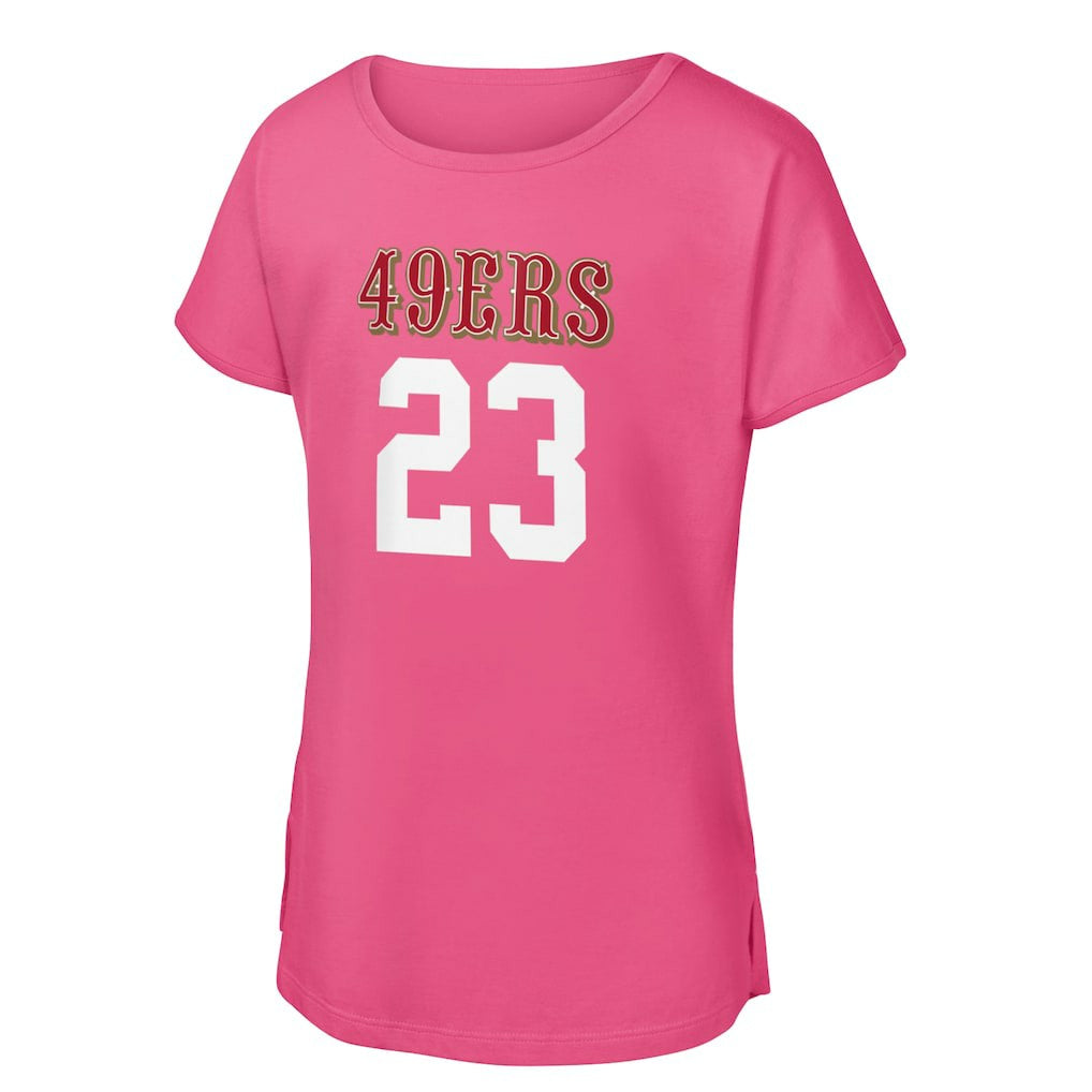 Christian McCaffrey San Francisco 49ers Girls Youth Player Name & Number T-Shirt - Pink outlet