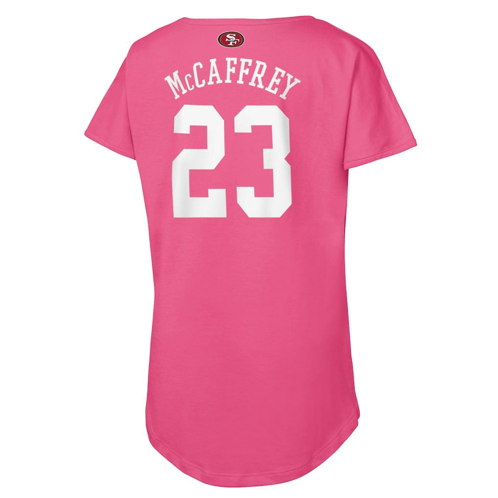 Christian McCaffrey San Francisco 49ers Girls Youth Player Name & Number T-Shirt - Pink outlet