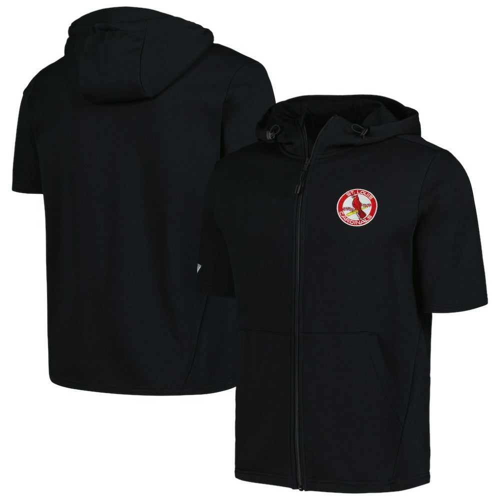 St. Louis Cardinals Levelwear Recruit Short Sleeve Full-Zip Hoodie Black