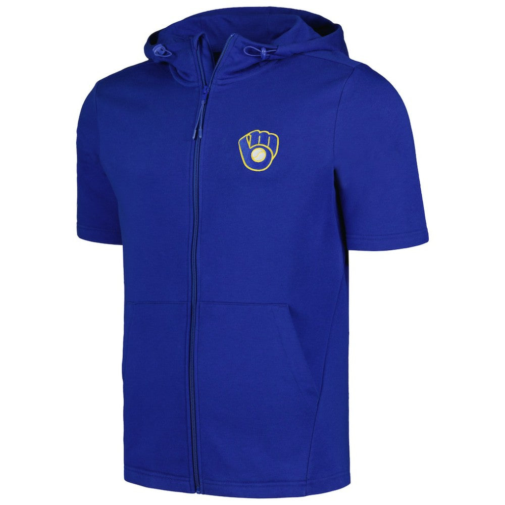 Milwaukee Brewers Levelwear Recruit Short Sleeve Full-Zip Hoodie Royal
