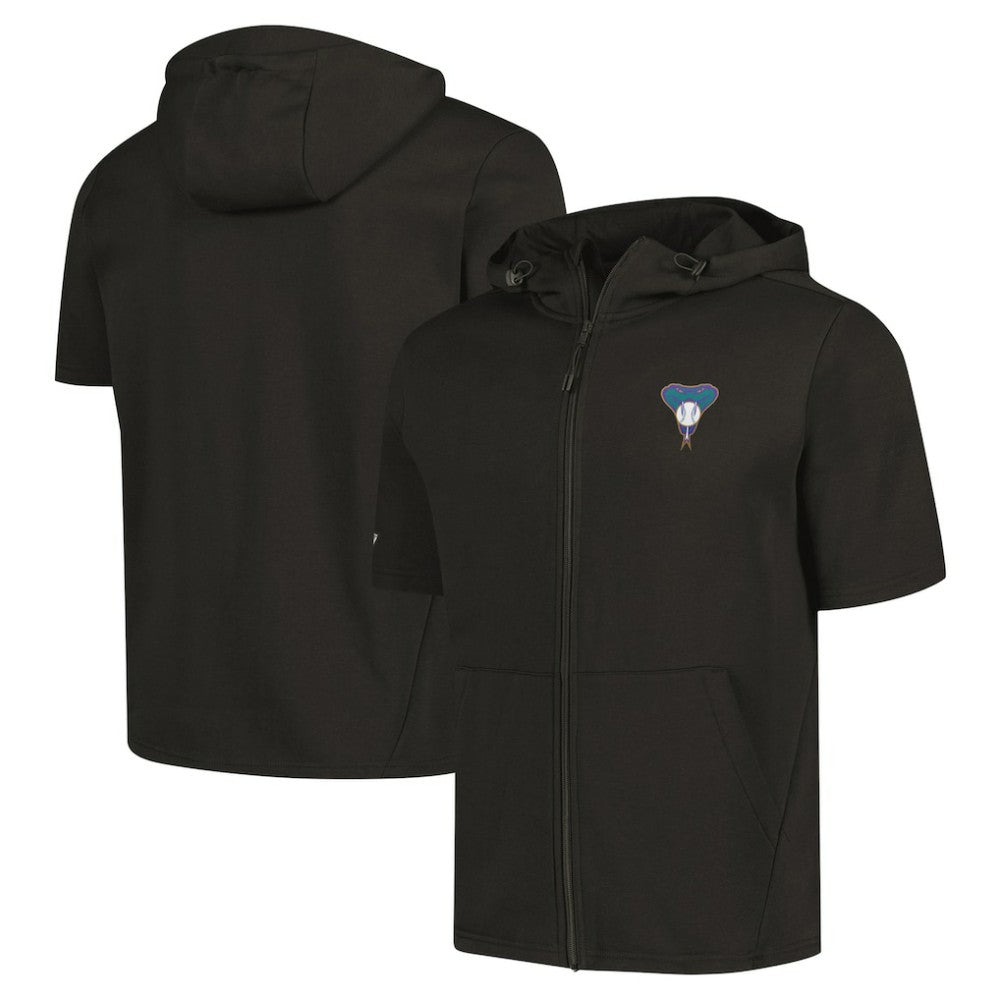 Arizona Diamondbacks Levelwear Recruit Short Sleeve Full-Zip Hoodie Black