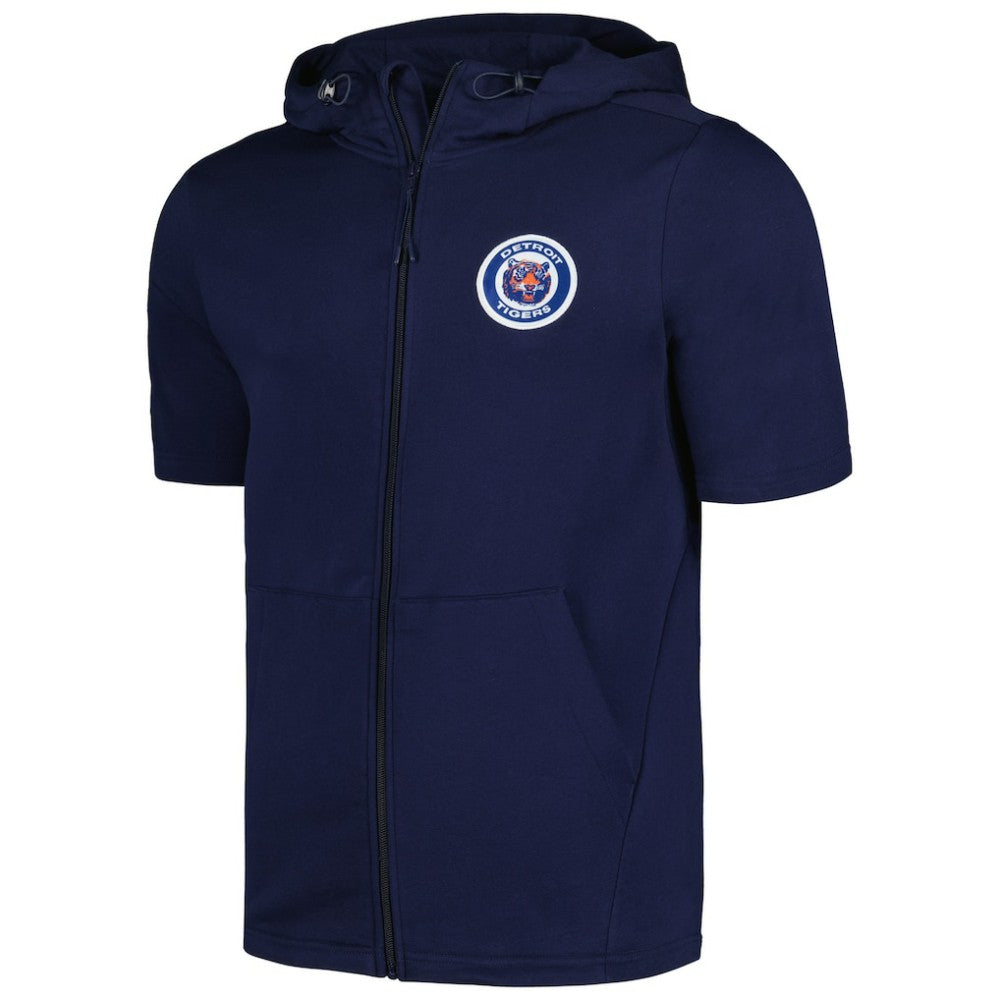 Detroit Tigers Levelwear Recruit Short Sleeve Full-Zip Hoodie Navy
