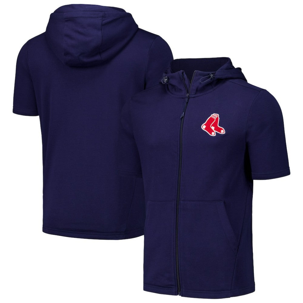 Boston Red Sox Levelwear Recruit Short Sleeve Full-Zip Hoodie Navy