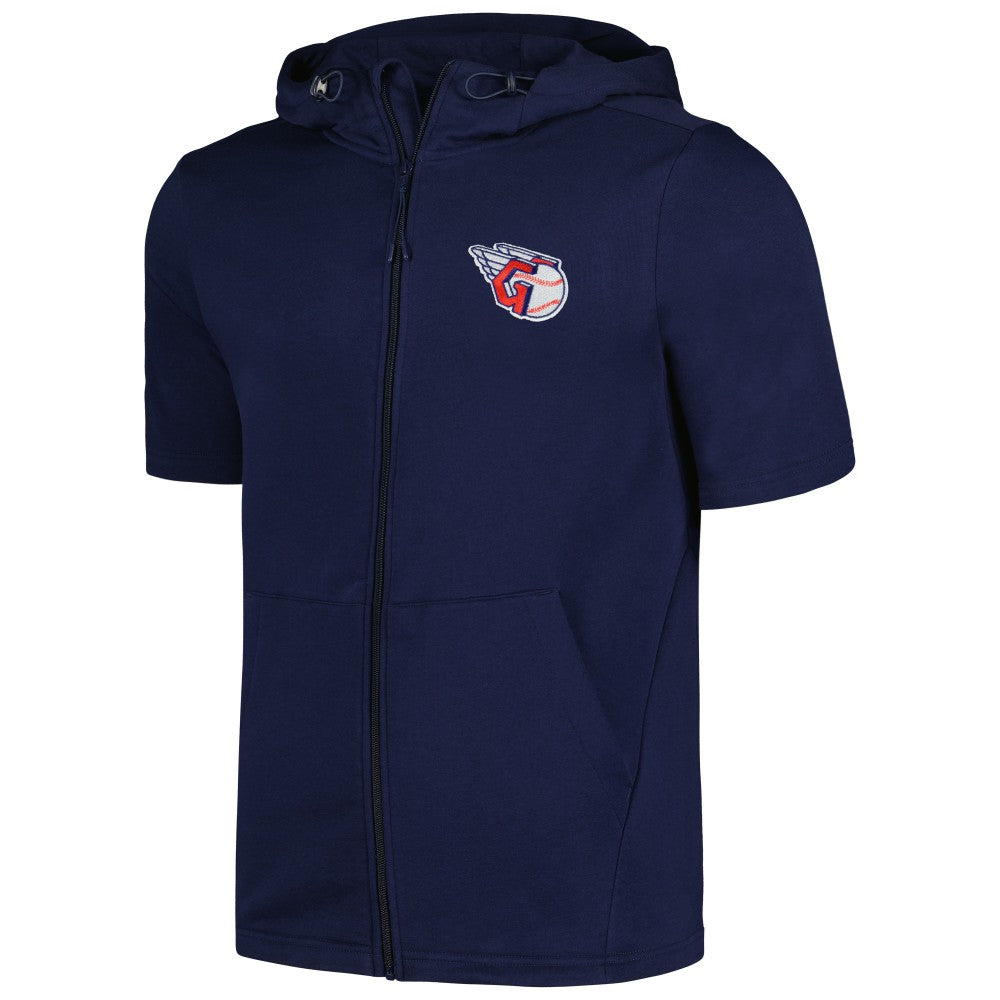 Cleveland Guardians Levelwear Recruit Short Sleeve Full-Zip Hoodie Navy