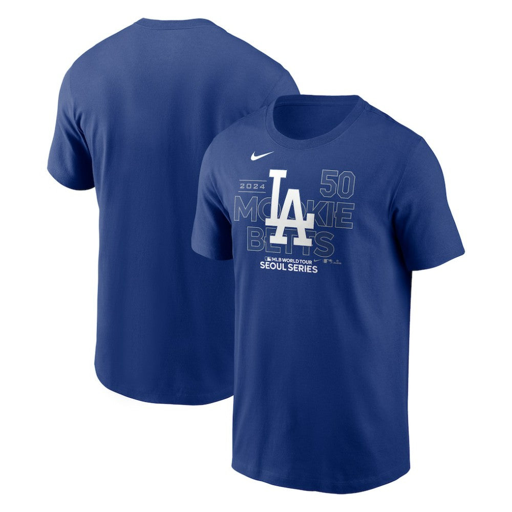 Mookie Betts Los Angeles Dodgers 2024 MLB World Tour Seoul Series Player Name & Number Event Stack T-Shirt Royal