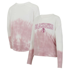 Chicago Blackhawks Concepts Sport Women's Orchard Tie-Dye Long Sleeve Top - Pink/White Tops