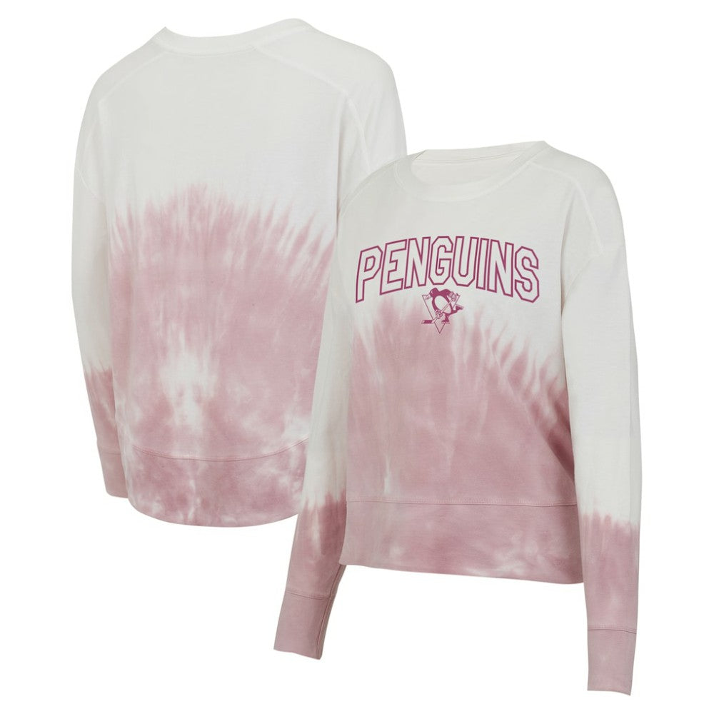 Pittsburgh Penguins Concepts Sport Women's Orchard Tie-Dye Long Sleeve Top - Pink/White Tops