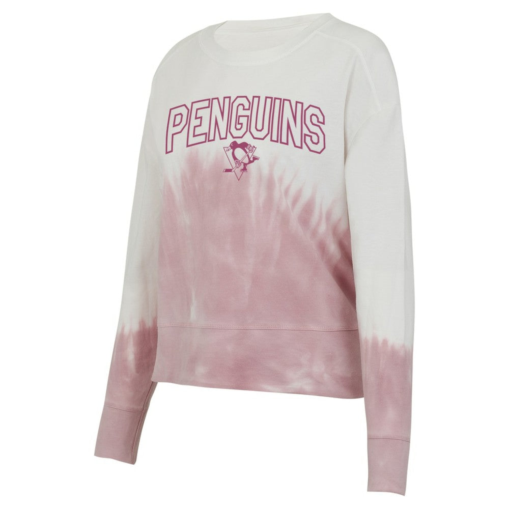 Pittsburgh Penguins Concepts Sport Women's Orchard Tie-Dye Long Sleeve Top - Pink/White Tops