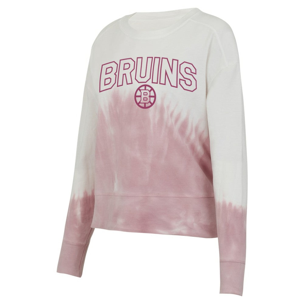Boston Bruins Concepts Sport Women's Orchard Tie-Dye Long Sleeve Top - Pink/White Tops
