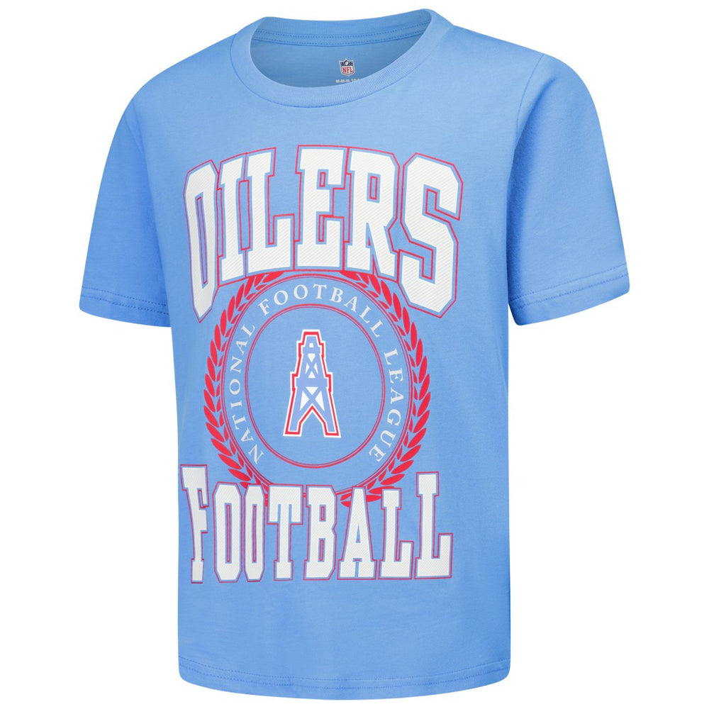 Tennessee Titans Youth Oilers Throwback Stitched Up Retro Logo T-Shirt - Light Blue online