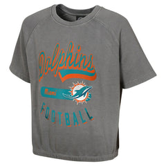 Miami Dolphins Women's Mineral Wash Short Sleeve Top - Gray discount