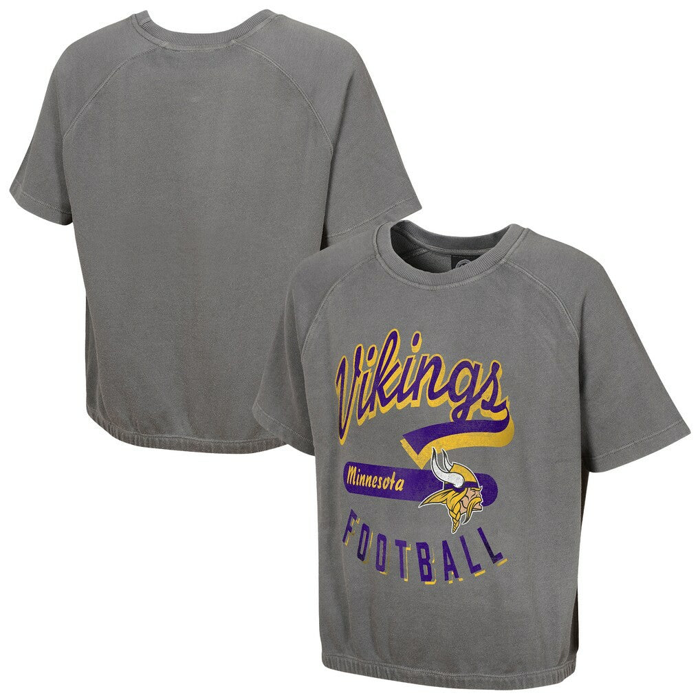 Minnesota Vikings Women's Mineral Wash Short Sleeve Top - Gray for sale