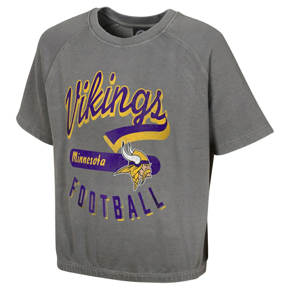 Minnesota Vikings Women's Mineral Wash Short Sleeve Top - Gray for sale