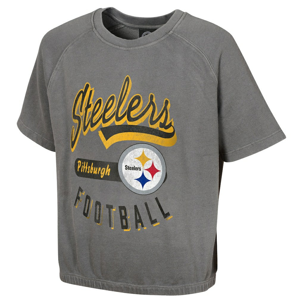 Pittsburgh Steelers Women's Mineral Wash Short Sleeve Top - Gray cheap