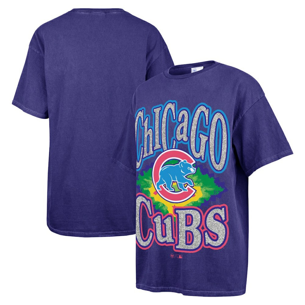 Chicago Cubs Women's Flashing Lights Boyfriend T-Shirt Navy