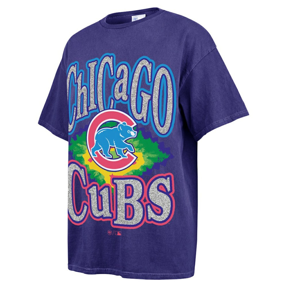 Chicago Cubs Women's Flashing Lights Boyfriend T-Shirt Navy