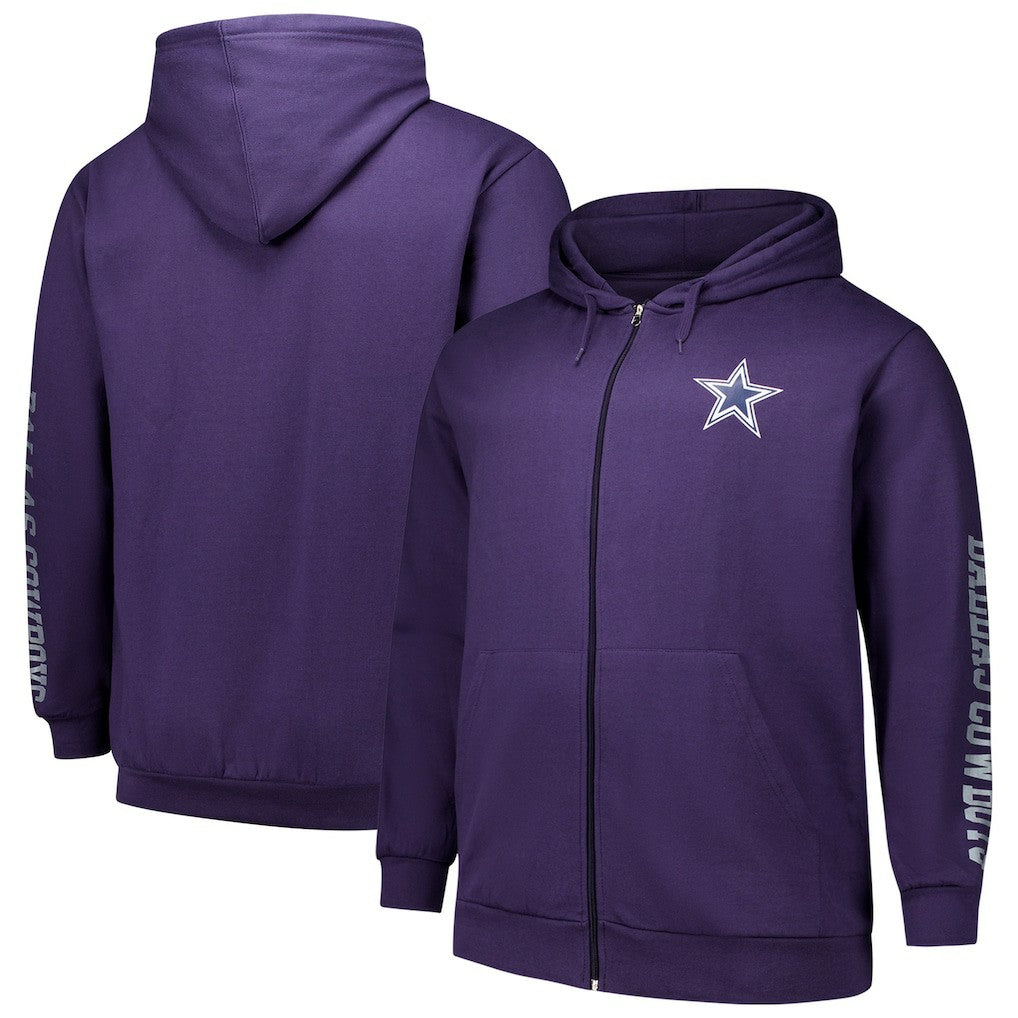Dallas Cowboys Big & Tall Sleeve Hit Full-Zip Hoodie - Purple discount