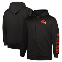 Cleveland Browns Big & Tall Sleeve Hit Full-Zip Hoodie - Heather Charcoal outlet