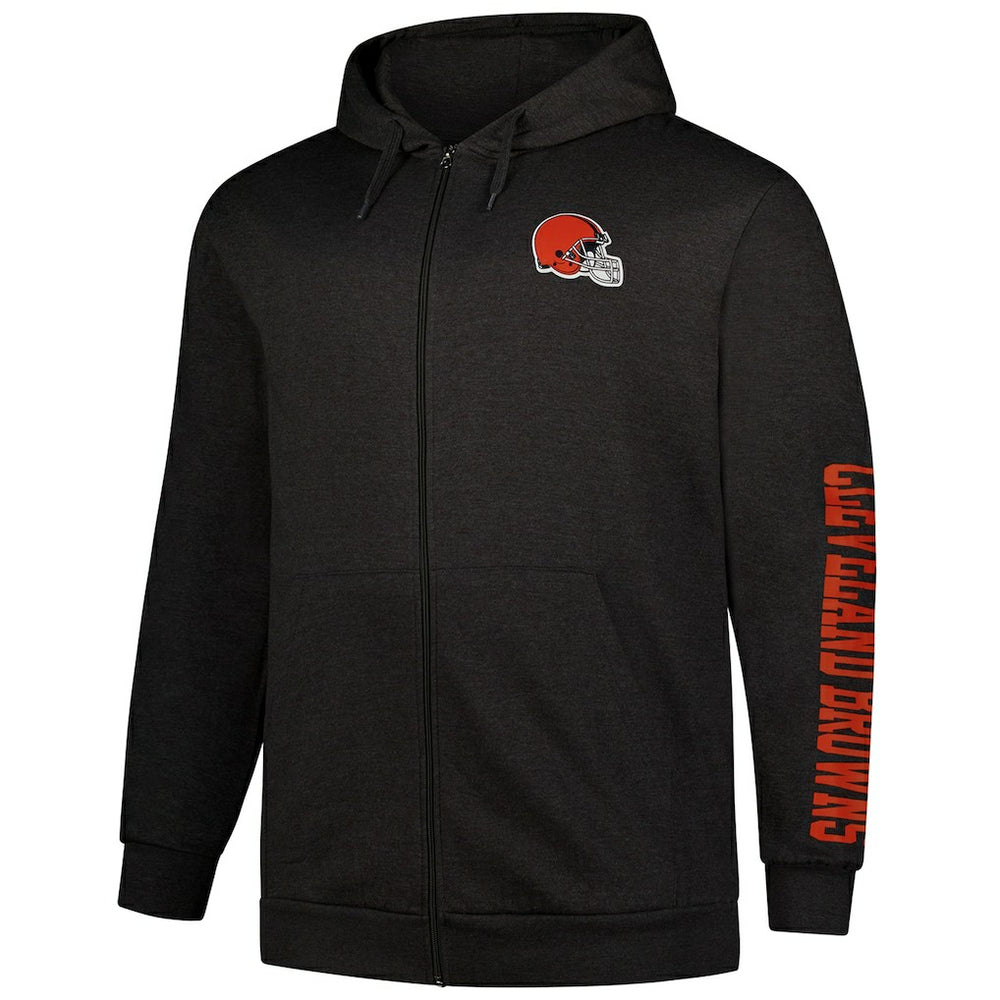 Cleveland Browns Big & Tall Sleeve Hit Full-Zip Hoodie - Heather Charcoal outlet