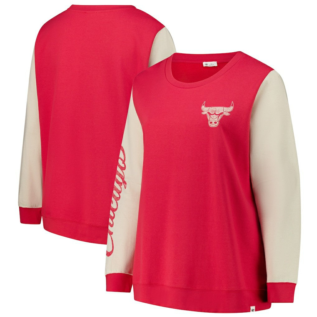 Chicago Bulls '47 Women's Plus Size Oversized Rise Andie Pullover Sweatshirt - Red for sale