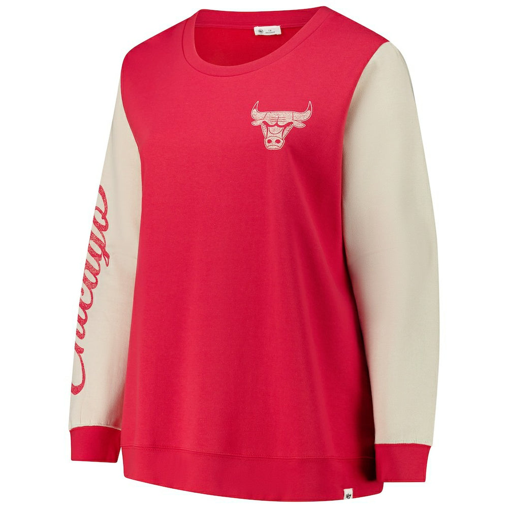 Chicago Bulls '47 Women's Plus Size Oversized Rise Andie Pullover Sweatshirt - Red for sale