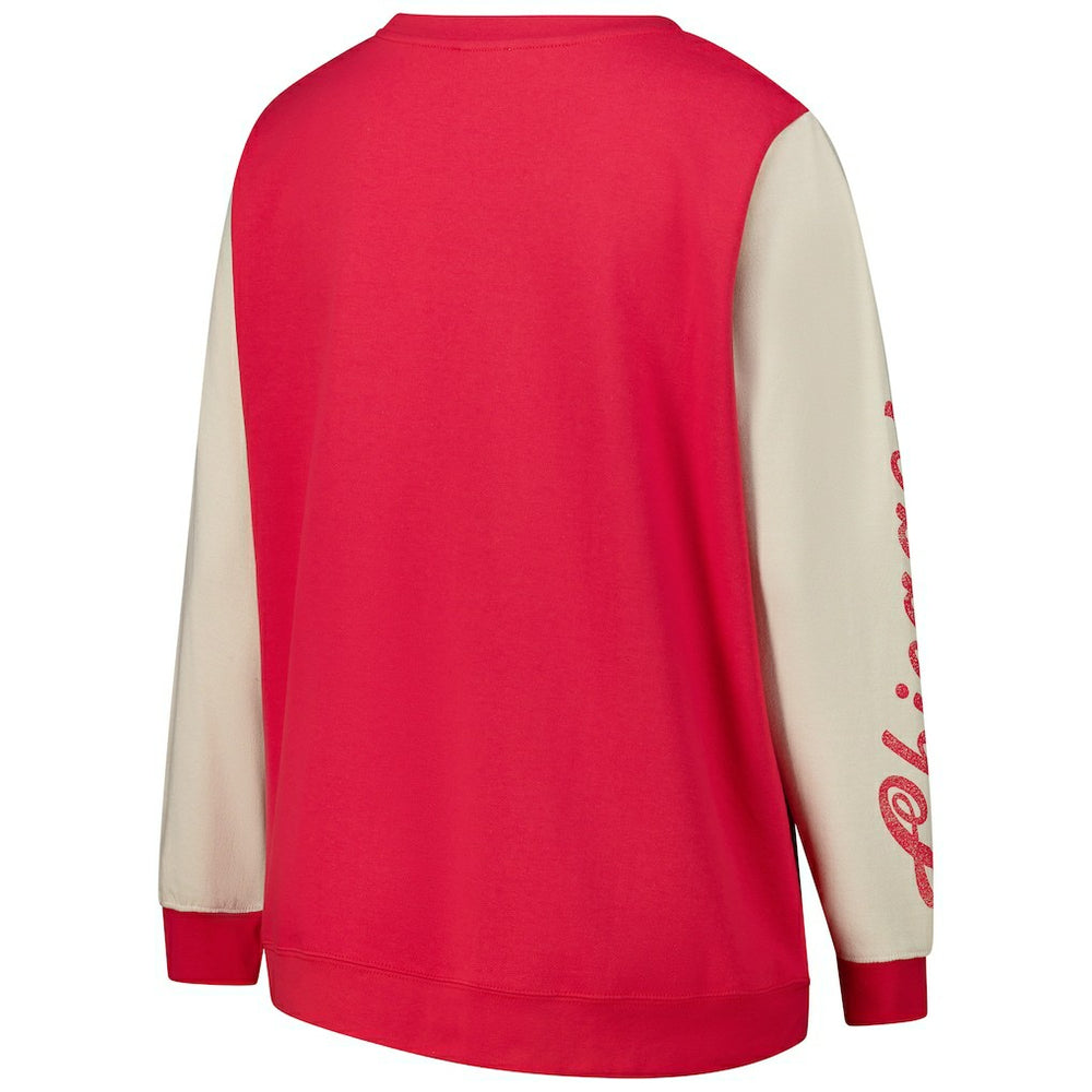 Chicago Bulls '47 Women's Plus Size Oversized Rise Andie Pullover Sweatshirt - Red for sale