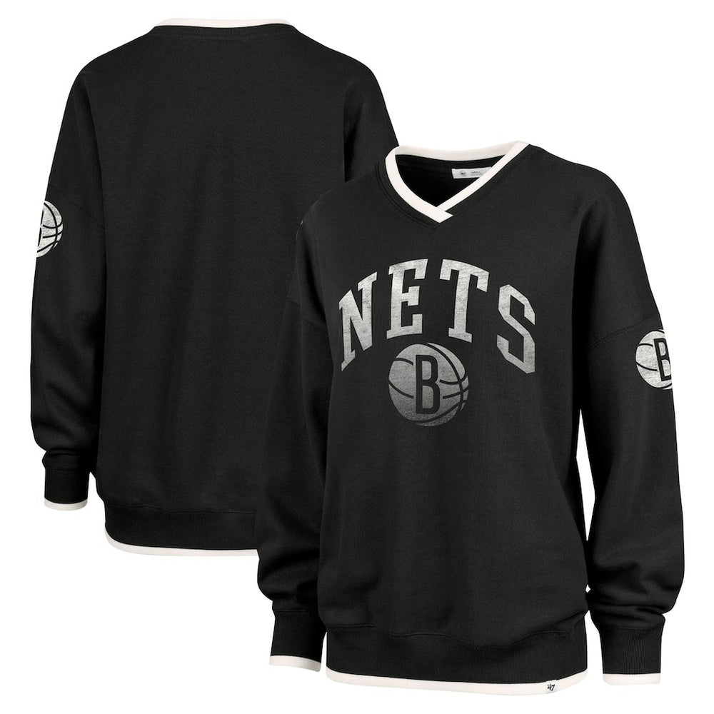 Brooklyn Nets '47 Women's Rise Wax Pack Daze '80s Oversize Pullover Sweatshirt - Black shop