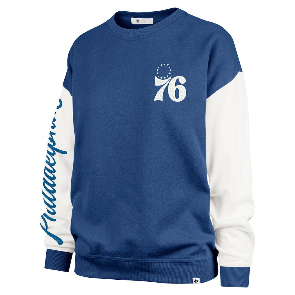 Philadelphia 76ers '47 Women's Rise Andie Oversized Pullover Sweatshirt - Royal outlet