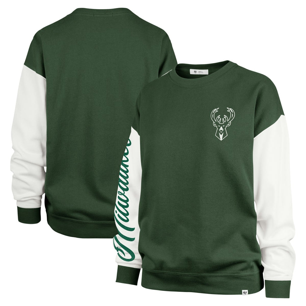 Milwaukee Bucks '47 Women's Rise Andie Oversized Pullover Sweatshirt - Hunter Green discount