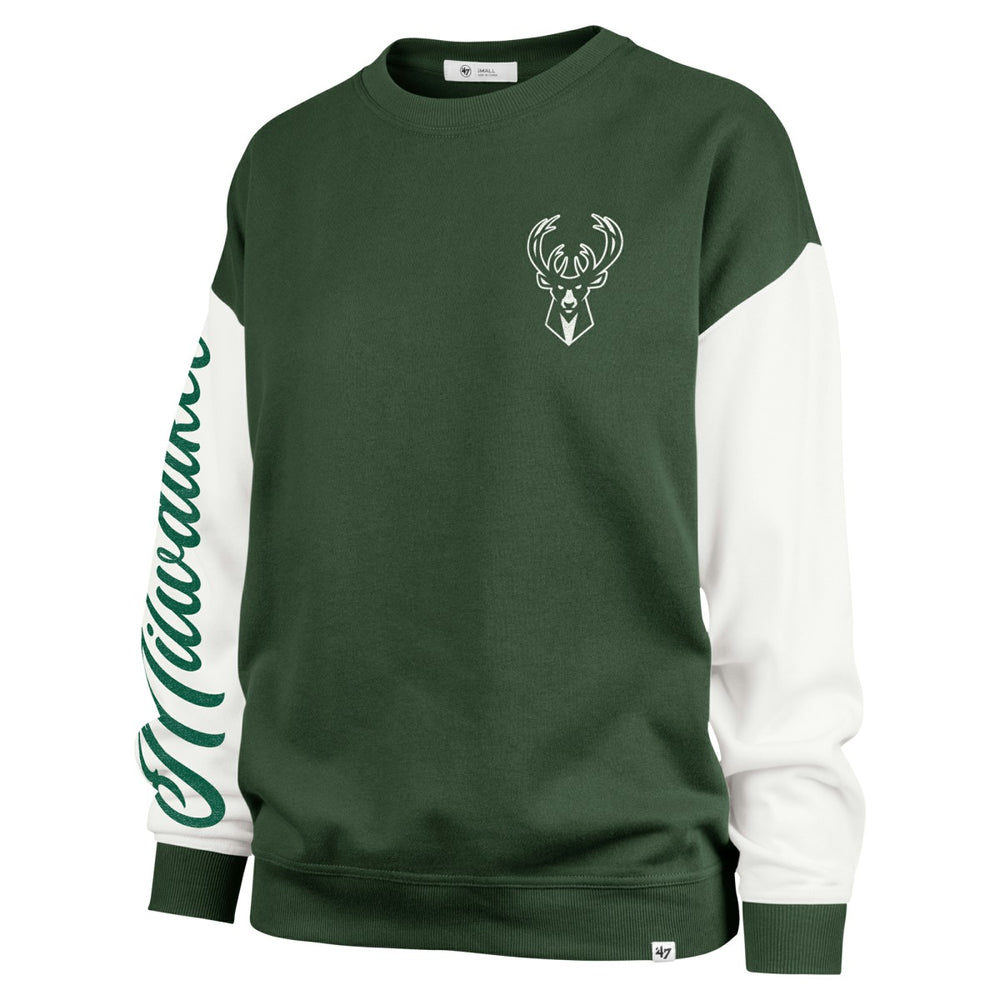 Milwaukee Bucks '47 Women's Rise Andie Oversized Pullover Sweatshirt - Hunter Green discount