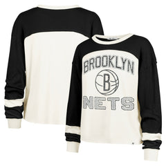 Brooklyn Nets '47 Women's Curve Raglan Long Sleeve T-Shirt - Cream for sale