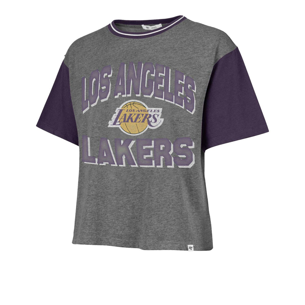 Los Angeles Lakers '47 Women's Rise Clubhouse Ziggy Color Block T-Shirt - Gray shop