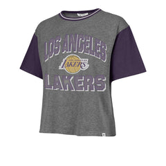 Los Angeles Lakers '47 Women's Rise Clubhouse Ziggy Color Block T-Shirt - Gray shop
