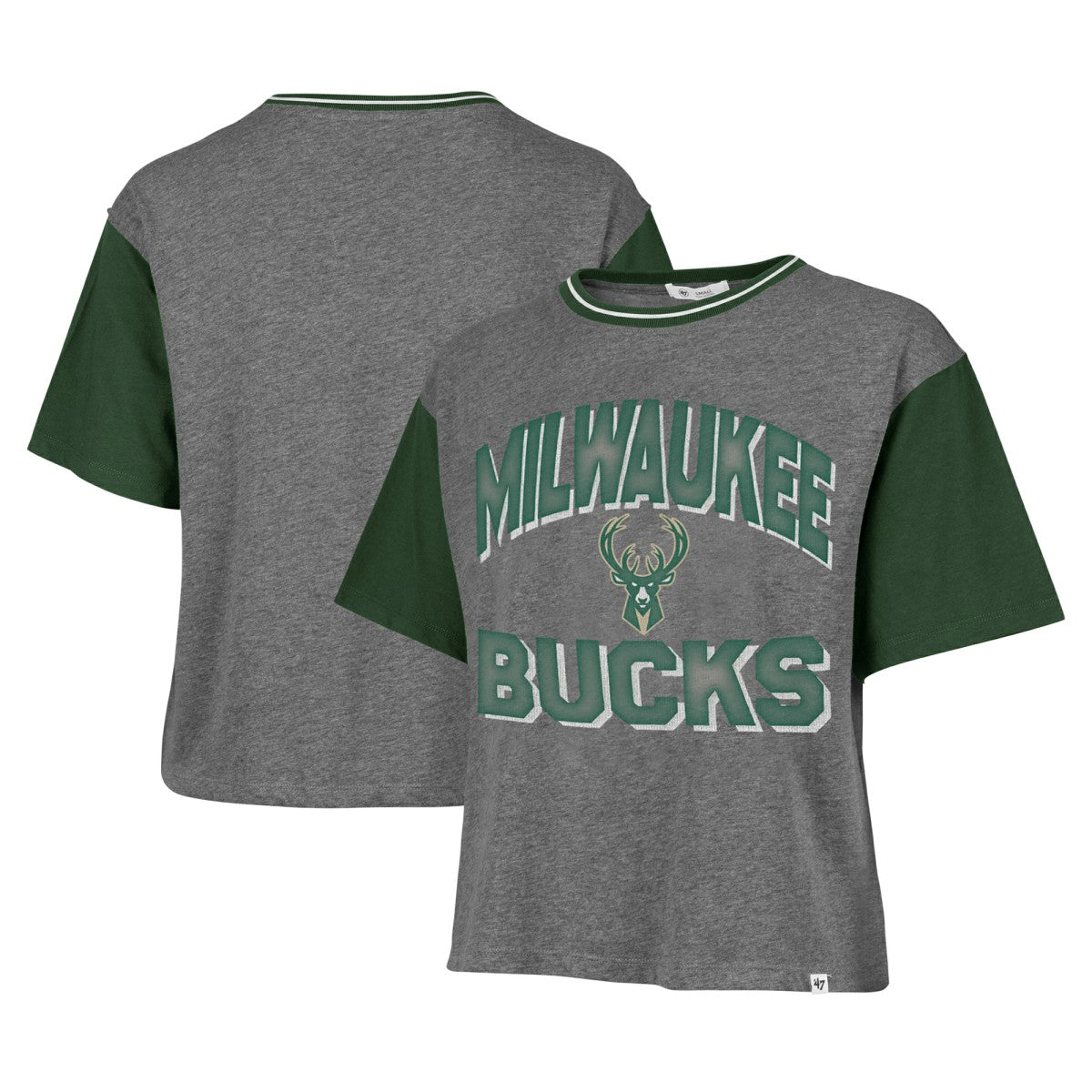 Milwaukee Bucks '47 Women's Rise Clubhouse Ziggy Color Block T-Shirt - Gray outlet