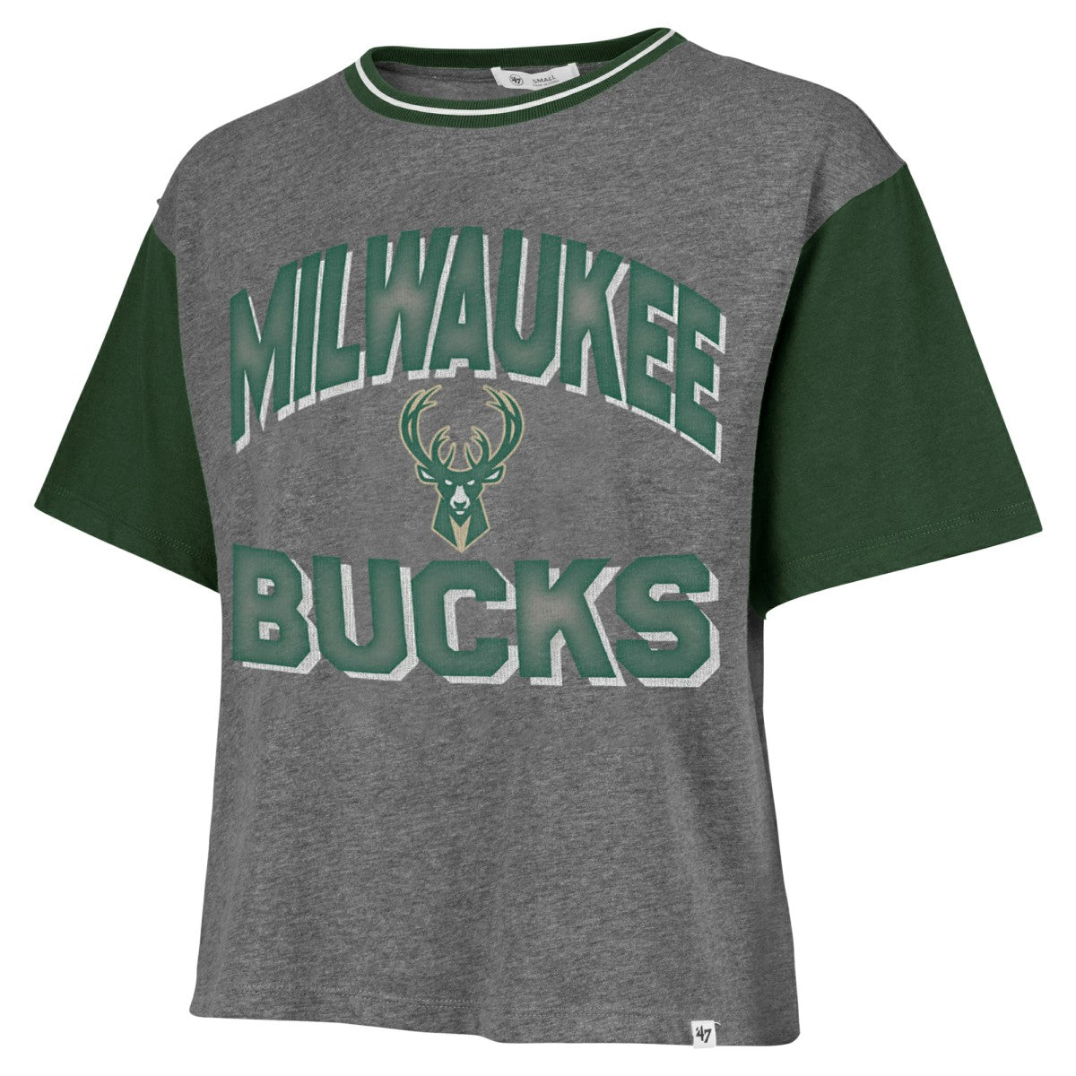 Milwaukee Bucks '47 Women's Rise Clubhouse Ziggy Color Block T-Shirt - Gray outlet