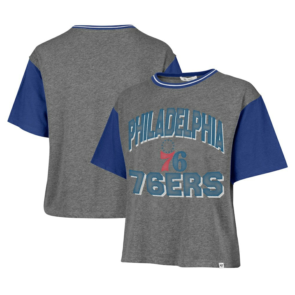 Philadelphia 76ers '47 Women's Rise Clubhouse Ziggy Color Block T-Shirt - Gray for sale
