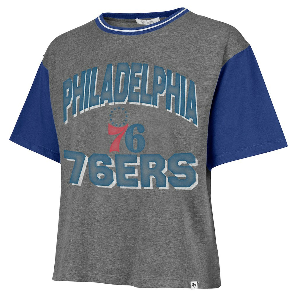 Philadelphia 76ers '47 Women's Rise Clubhouse Ziggy Color Block T-Shirt - Gray for sale