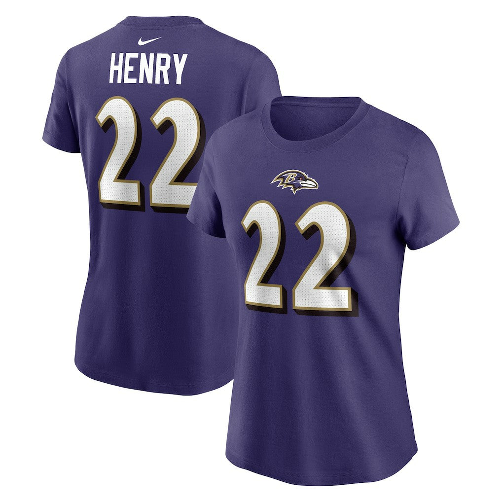 Derrick Henry Baltimore Ravens Women's Player Name & Number T-Shirt - Purple discount