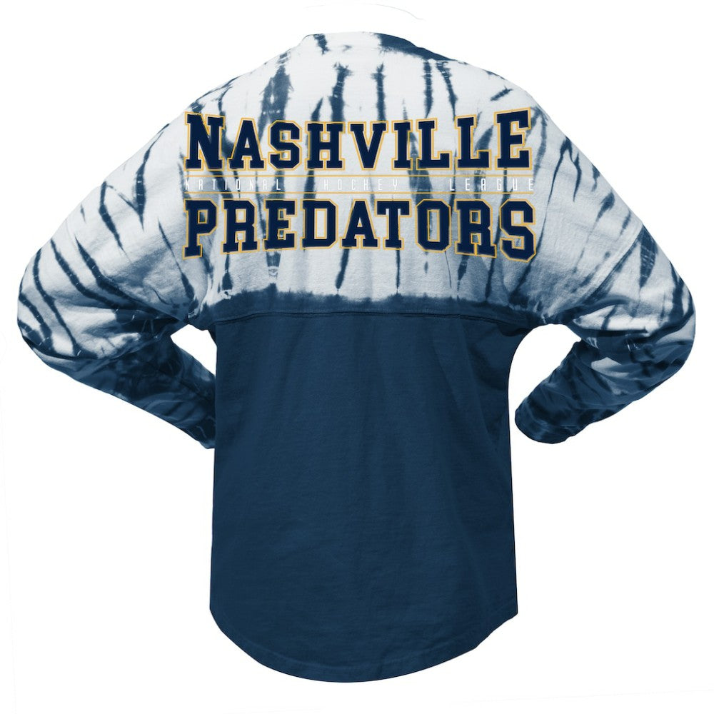 Nashville Predators Spirit Jersey Unisex Crystal Half Dye Long Sleeve T-Shirt - Navy T-shirts
