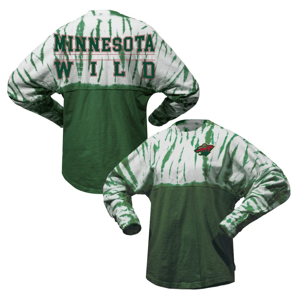 Minnesota Wild Spirit Jersey Unisex Crystal Half Dye Long Sleeve T-Shirt - Green T-shirts