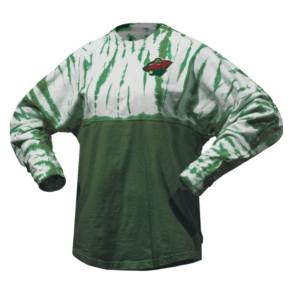 Minnesota Wild Spirit Jersey Unisex Crystal Half Dye Long Sleeve T-Shirt - Green T-shirts