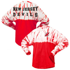 New Jersey Devils Spirit Jersey Unisex Crystal Half Dye Long Sleeve T-Shirt - Red T-shirts